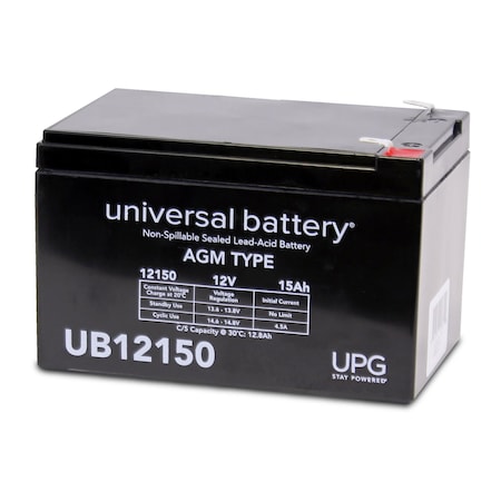Upg Sealed Lead Acid Battery, 12 V, 15Ah, UB12150, F2 Faston Tab Terminal, AGM Type 40672